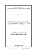 Giải pháp giảm nghèo bền vững tại huyện cô tô, tỉnh quảng ninh