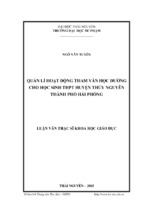 Quản lý hoạt động tham vấn học đường cho học sinh thpt huyện thủy nguyên   thành phố hải phòng
