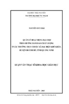 Quản lý hoạt động dạy học theo hướng đảm bảo chất lượng ở các trường thcs thuộc các xã đặc biệt khó khăn, huyện hoành bồ, tỉnh quảng ninh