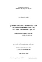 Quản lý sinh hoạt tổ chuyên môn theo mô hình vnen ở trường tiểu học thành phố việt trì