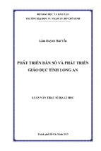 PHÁT TRIỂN DÂN SỐ VÀ PHÁT TRIỂN GIÁO DỤC TỈNH LONG AN