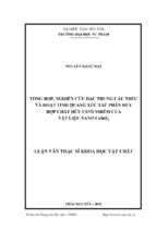 Tổng hợp, nghiên cứu đặc trưng cấu trúc và hoạt tính quang xúc tác phân hủy hợp chất hữu cơ ô nhiễm của vật liệu nano cuins2