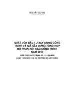 SUẤT VỐN ĐẦU TƯ XÂY DỰNG CÔNG TRÌNH VÀ GIÁ XÂY DỰNG TỔNG HỢP BỘ PHẬN KẾT CẤU CÔNG TRÌNH NĂM 2014