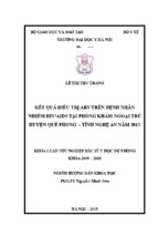 kết quả điều trị ARV và một số yếu tố liên quan tại phòng khám Ngoại trú huyện Quế Phong tỉnh Nghệ An