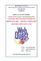 Vận dụng phương pháp webquest trong dạy học chương nhóm oxi (hóa học lớp 10 nâng cao)
