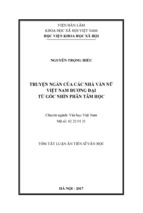 TRUYỆN NGẮN CỦA CÁC NHÀ VĂN NỮ VIỆT NAM ĐƢƠNG ĐẠI TỪ GÓC NHÌN PHÂN TÂM HỌC