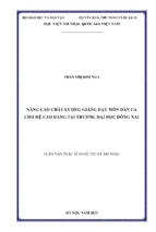 NÂNG CAO CHẤT LƯỢNG GIẢNG DẠY MÔN DÂN CA CHO HỆ CAO ĐẲNG TẠI TRƯỜNG ĐẠI HỌC ĐÔNG NAI