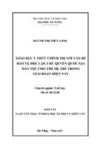 GIÁO DỤC Ý THỨC CHÍNH TRỊ VỚI VẤN ĐỀ BẢO VỆ ĐỘC LẬP, CHỦ QUYỀN QUỐC GIA DÂN TỘC CHO THẾ HỆ TRẺ TRONG GIAI ĐOẠN HIỆN NAY