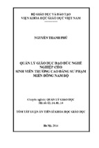 QUẢN LÝ GIÁO DỤC ĐẠO ĐỨC NGHỀ NGHIỆP CHO SINH VIÊN TRƯỜNG CAO ĐẲNG SƯ PHẠM MIỀN ĐÔNG NAM BỘ