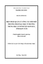 BIỆN PHÁP QUẢN LÝ CÔNG TÁC ĐỔI MỚI PHƯƠNG PHÁP DẠY HỌC Ở TRƯỜNG TRUNG HỌC CƠ SỞ HUYỆN KON RẪY, TỈNH KON TUM
