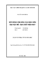 ĐỜI SỐNG VĂN HÓA CỦA SINH VIÊN ĐẠI HỌC MỎ - ĐỊA CHẤT HIỆN NAY