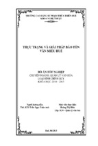 THỰC TRẠNG VÀ GIẢI PHÁP BẢO TỒN VĂN MIẾU HUẾ