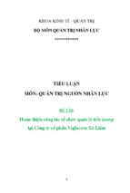 Hoàn thiện công tác tổ chức quản lý tiền lương tại Công ty cổ phần Viglacera Từ Liêm