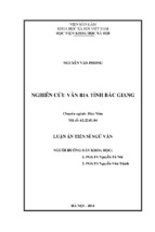 NGHIÊN CỨU VĂN BIA TỈNH BẮC GIANG