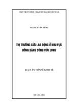 THỊ TRƯỜNG SỨC LAO ĐỘNG Ở ĐỒNG BẰNG SÔNG CỬU LONG