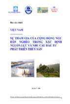 SỰ THAM GIA CỦA CỘNG ĐỒNG NGƯ DÂN NGHÈO TRONG XÁC ĐỊNH NGUỒN LỰC VÀ NHU CẦU ĐẦU TƯ PHÁT TRIỂN THỦY SẢN 