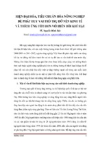 HIỆN ĐẠI HÓA, TIÊU CHUẨN HÓA NÔNG NGHIỆP ĐỂ PHÁT HUY VAI TRÒ TRỤ ĐỠ NỀN KINH TẾ VÀ THÍCH ỨNG TỐT HƠN VỚI BIẾN ĐỔI KHÍ HẬU