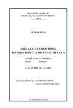 HIỆU LỰC CỦA HỢP ĐỒNG THEO QUI ĐỊNH CỦA PHÁP LUẬT VIỆT NAM 