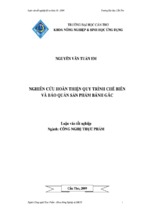 Luận văn nghiên cứu hoàn thiện quy trình chế biến và bảo quản sản phẩm bánh gấc