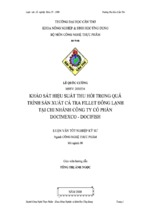 Luận văn khảo sát hiệu suất thu hồi trong quá trình sản xuất cá tra fillet đông lạnh tại chi nhánh công ty cổ phần docimexco   docifish