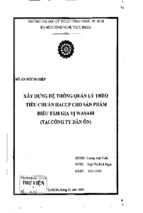 đồ án xây dựng hệ thống quản lý theo tiêu chuẩn haccp cho sản phẩm điều tẩm vị wasabi ( tại công ty dân ôn)