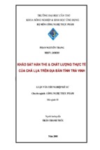 Luận văn khảo sát hàn the và chất lượng thực tế của chảlụa trên địa bàn tỉnh trà vinh