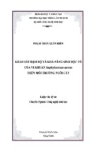 Luận văn khảo sát đậm độ và khả năng sinh độc tố của vi khuẩn staphylococcus aureus trên môi trường nuôi cấy