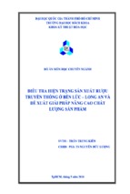 đồ án điều tra hiện trạng sản xuất rượu truyền thống ở bến lức – long an và đề xuất giải pháp nâng cao chất lượng sản phẩm