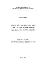 ĐỀ XUẤT GIẢI PHÁP NHẰM HOÀN THIỆN  CÔNG TÁC HẠCH TOÁN KẾ TOÁN TẠI NGÂN HÀNG CÔNG THƯƠNG PHÚC YÊN 