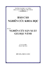 NGHIÊN CỨU SẢN XUẤT GIÁ ĐẬU NÀNH 