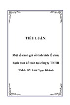 Một số đánh giá về tình hình tổ chức hạch toán kế toán tại công ty TNHH TM & DV ô tô Ngọc Khánh