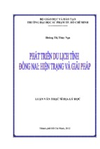 PHÁT TRIỂN DU LỊCH TỈNH ĐỒNG NAI HIỆN TRẠNG VÀ GIẢI PHÁP