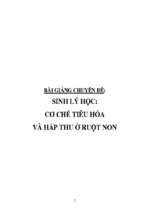 BÀI GIẢNG CHUYÊN ĐỀ: SINH LÝ HỌC: CƠ CHẾ TIÊU HÓA VÀ HẤP THU Ở RUỘT NON