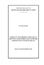 NGHIÊN CỨU NHÂN NHANH IN VITRO LOÀI LAN KIM TUYẾN (ANOECTOCHILUS SETACEUS BLUME) NHẰM BẢO TỒN NGUỒN DƯỢC LIỆU QUÝ 