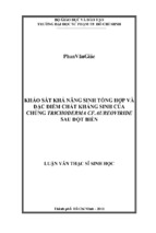 KHẢO SÁT KHẢ NĂNG SINH TỔNG HỢP VÀ ĐẶC ĐIỂM CHẤT KHÁNG SINH CỦA CHỦNG TRICHODERMA CF.AUREOVIRIDE SAU ĐỘT BIẾN