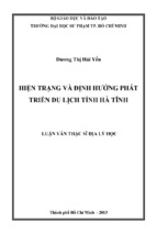 HIỆN TRẠNG VÀ ĐỊNH HƯỚNG PHÁT TRIỂN DU LỊCH TỈNH HÀ TĨNH