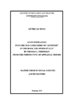 Skkn tiếng anh an investigation into the sub categories of attitude in the book the world is flat by thomas l. friedman from the perspective of appraisal theory