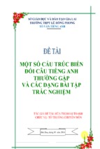 Skkn một số cấu trúc biến đổi câu tiếng anh thường gặp và các dạng bài tập trắc nghiệm