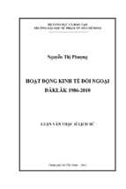 HOẠT ĐỘNG KINH TẾ ĐỐI NGOẠI ĐĂKLĂK 1986-2010