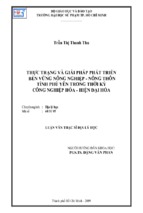 THỰC TRẠNG VÀ GIẢI PHÁP PHÁT TRIỂN  BỀN VỮNG NÔNG NGHIỆP - NÔNG THÔN TỈNH PHÚ YÊN TRONG THỜI KỲ CÔNG NGHIỆP HÓA - HIỆN ĐẠI HÓA