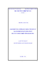 Giải pháp tăng cường huy động vốn dân cư tại chi nhánh ngân hàng tmcp đầu tư và phát triển tỉnh hải dương