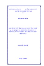 Quản lý nhà nước về kinh doanh vật tư nông nghiệp tại chi cục quản lý chất lượng nông lâm sản và thủy sản, sở nông nghiệp và phát triển nông thôn tỉnh hà nam