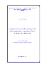 Giải pháp nâng cao khả năng tiếp cận nguồn nước sinh hoạt hợp vệ sinh của người dân huyện duy tiên, tỉnh hà nam