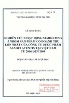 Nghiên cứu hoạt động marketing 5 nhóm sản phẩm có doanh thu lớn nhất của công ty dược phẩm sanofi aventis tại việt nam từ 2006 đến 2009