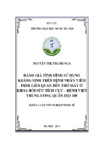 đánh giá tình hình sử dụng kháng sinh trên bệnh nhân viêm phổi liên quan đến thở máy ở khoa hồi sức tích cực – bệnh viện trung ương quân đội 108