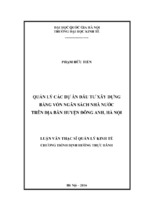 Quản lý các dự án đầu tư xây dựng bằng vốn ngân sách nhà nước trên địa bàn huyện đông anh, hà nội