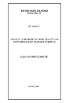 Năng lực cạnh tranh xuất khẩu của việt nam trong bối cảnh hội nhập kinh tế quốc tế