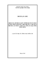 Khảo sát, đánh giá qui trình quản lý chất lượng phần mềm dựa theo độ đo và đề xuất phương án tối ưu cho các công ty gia công phần mềm