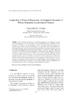 Leadership in times of recession an empirical research of private enterprise leadership in vietnam