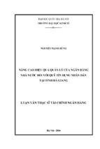 Nâng cao hiệu quả quản lý của ngân hàng nhà nước đối với quỹ tín dụng nhân dân tại tỉnh hà giang